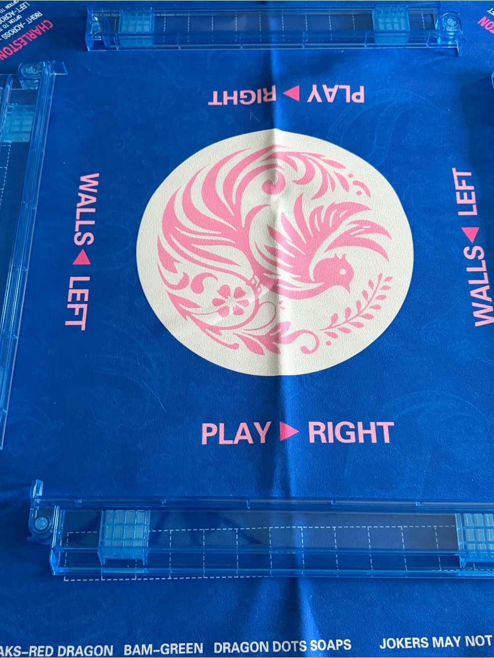 Mahjong Blue Mat with Acrylic Racks/Pushers - Picture 5 of 9